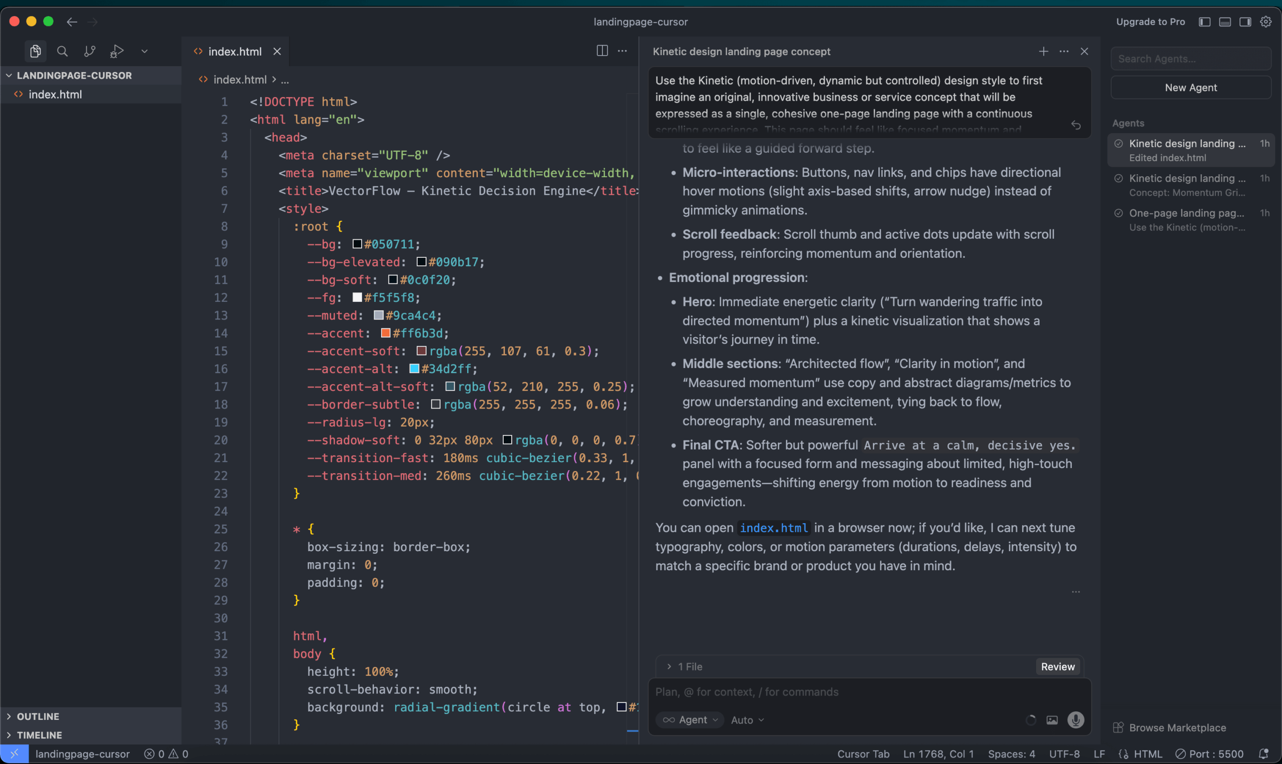 screenshot of the cursor interface showing similarity to vsc