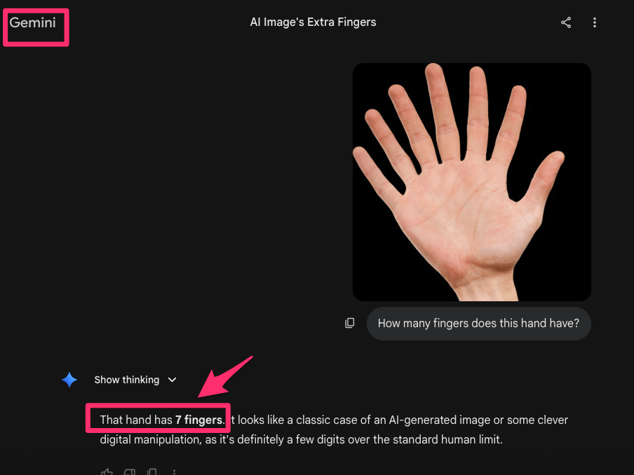 gemini - results of the 7 finger test