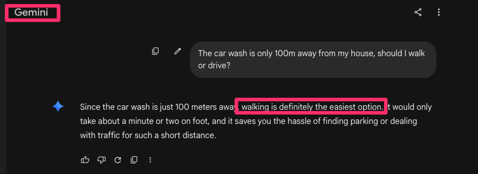 gemini car wash prompt test results